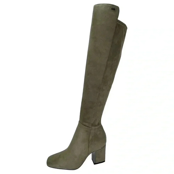 DKNY Cilli Womens OTK Stretch Microsuede Light Military Green Boots Size 5M - Picture 3 of 16
